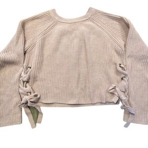 Moon And Madison Sweater Women's Size XL Dusty Pink Mauve Side Lace Crew…